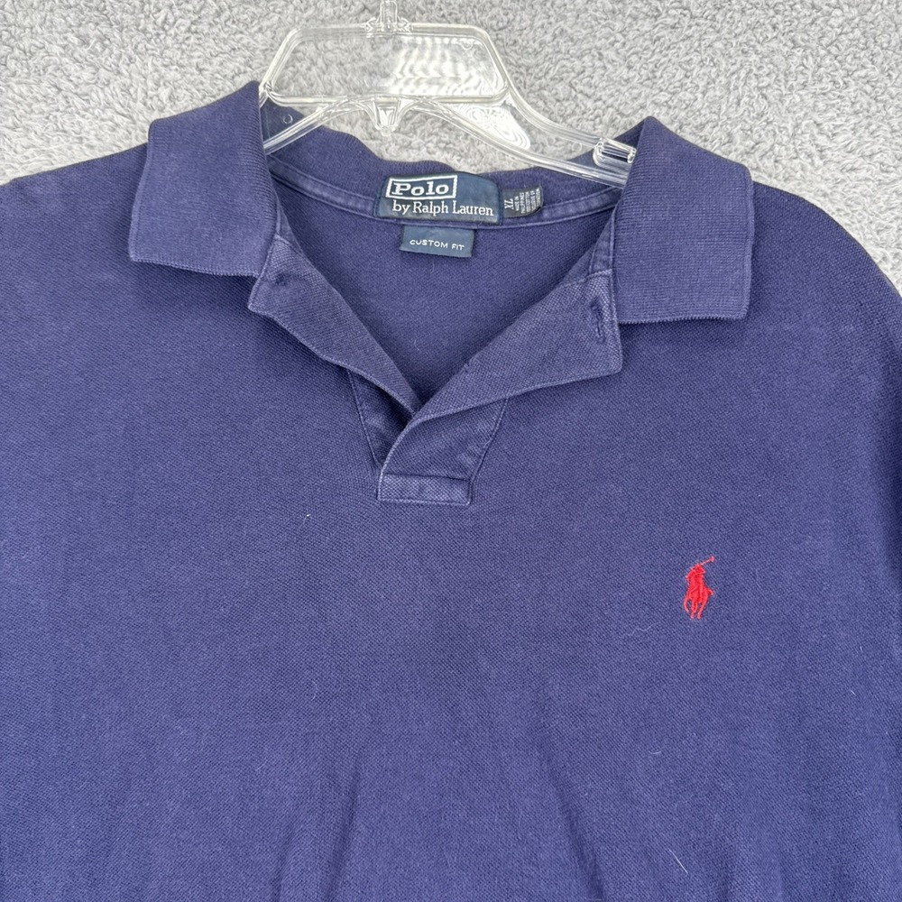 Polo Ralph Lauren Shirt Mens XL Custom Fit Short Sleeve Blue Red Pony Cotton VTG